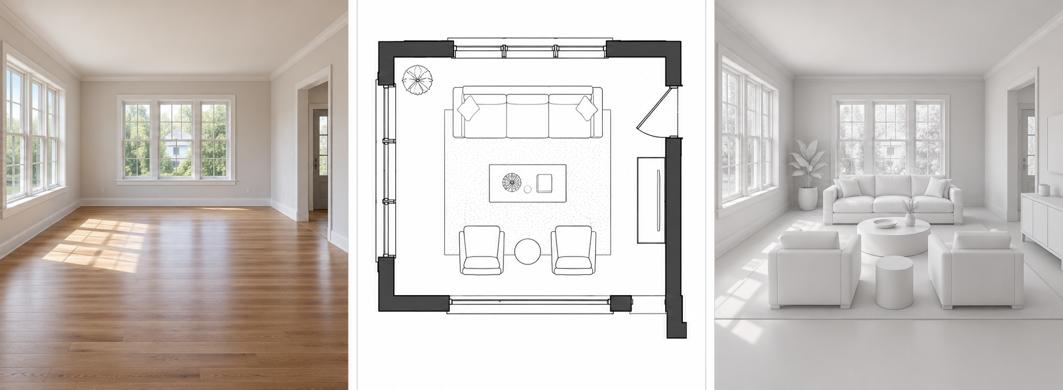 一个3D场景白模规划工具,提供提示词快速模式和平面图精确模式